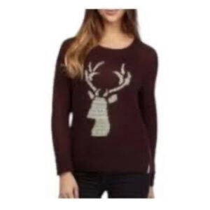Woolrich Sweater Womens Brown Gray Deer Print Large